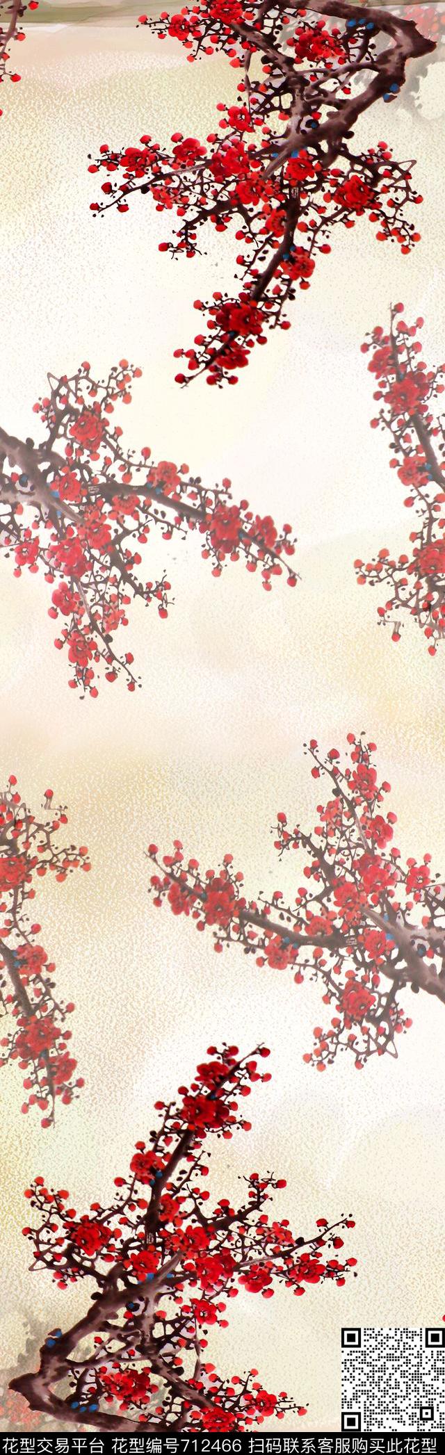 梅花桃花花卉数码印花华亿平台下载（图片编号: 712466） - 瓦栏（Walan）