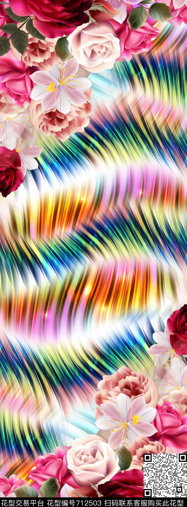 丝巾长巾几何花卉数码印花华亿平台下载（图片编号: 712503） - 瓦栏（Walan）