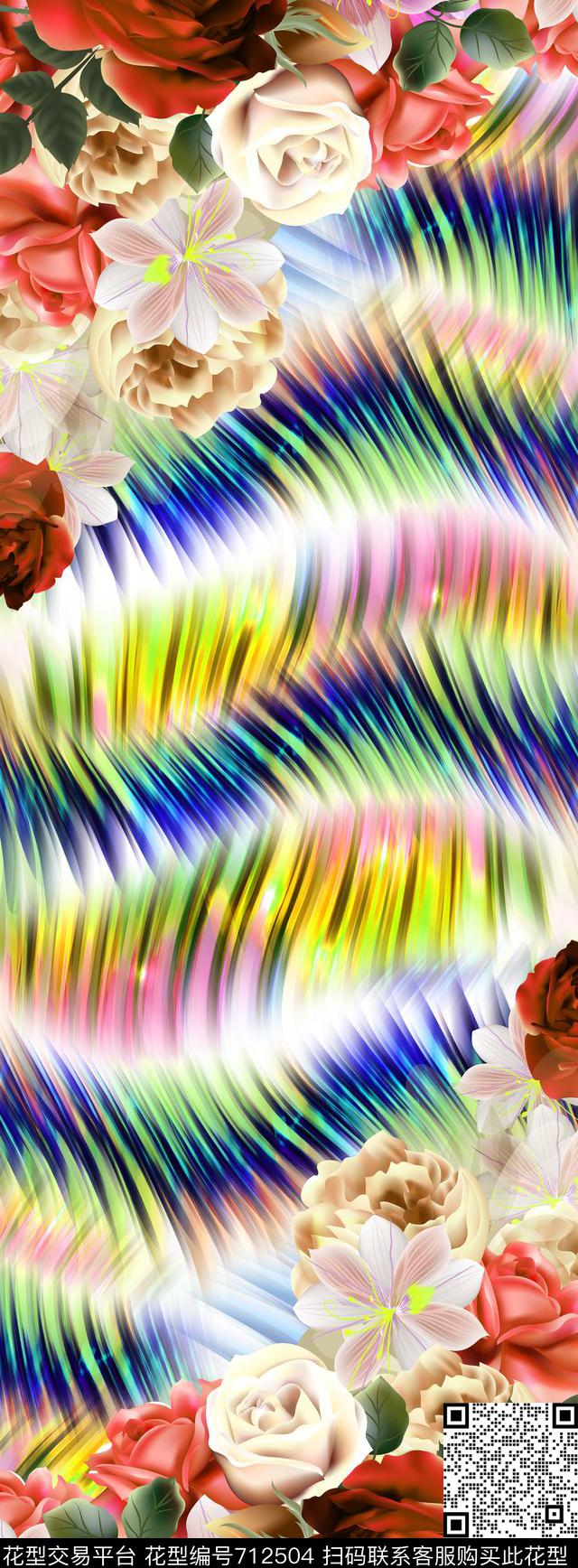 丝巾长巾几何花卉数码印花华亿平台下载（图片编号: 712504） - 瓦栏（Walan）