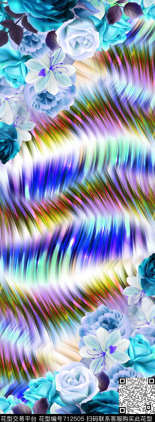 丝巾长巾几何花卉数码印花华亿平台下载（图片编号: 712505） - 瓦栏（Walan）