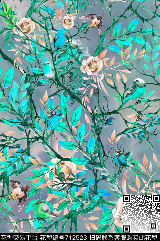 Guccistylebirds数码印花华亿平台下载（图片编号: 712523） - 瓦栏（Walan）