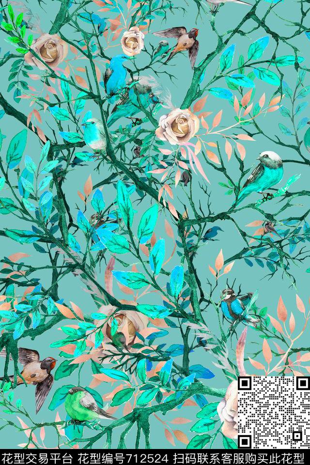 Guccistylebirds数码印花华亿平台下载（图片编号: 712524） - 瓦栏（Walan）