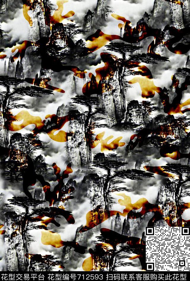 森林树木自然纹理抽象迷彩纹肌理纹男装T恤男装卫衣男装羽绒服数码印花华亿平台下载（图片编号: 712593） - 瓦栏（Walan）