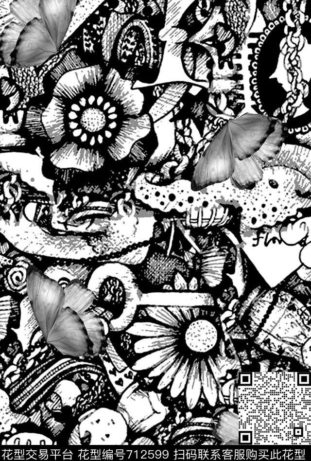 抽象纹理花卉趣味动物蝴蝶男装T恤男装卫衣男装羽绒服数码印花华亿平台下载（图片编号: 712599） - 瓦栏（Walan）