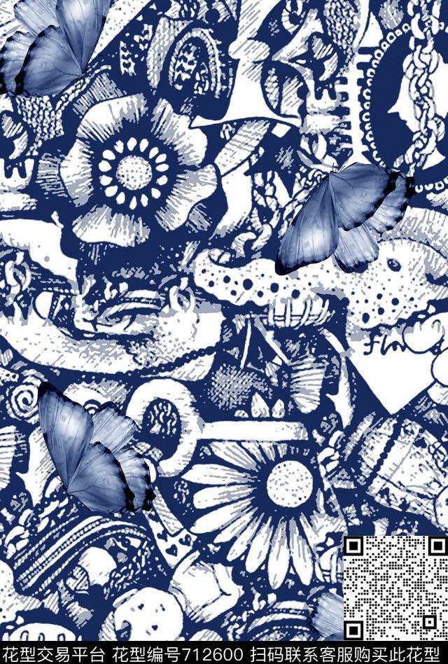 抽象纹理花卉趣味动物蝴蝶男装T恤男装卫衣男装羽绒服数码印花华亿平台下载（图片编号: 712600） - 瓦栏（Walan）