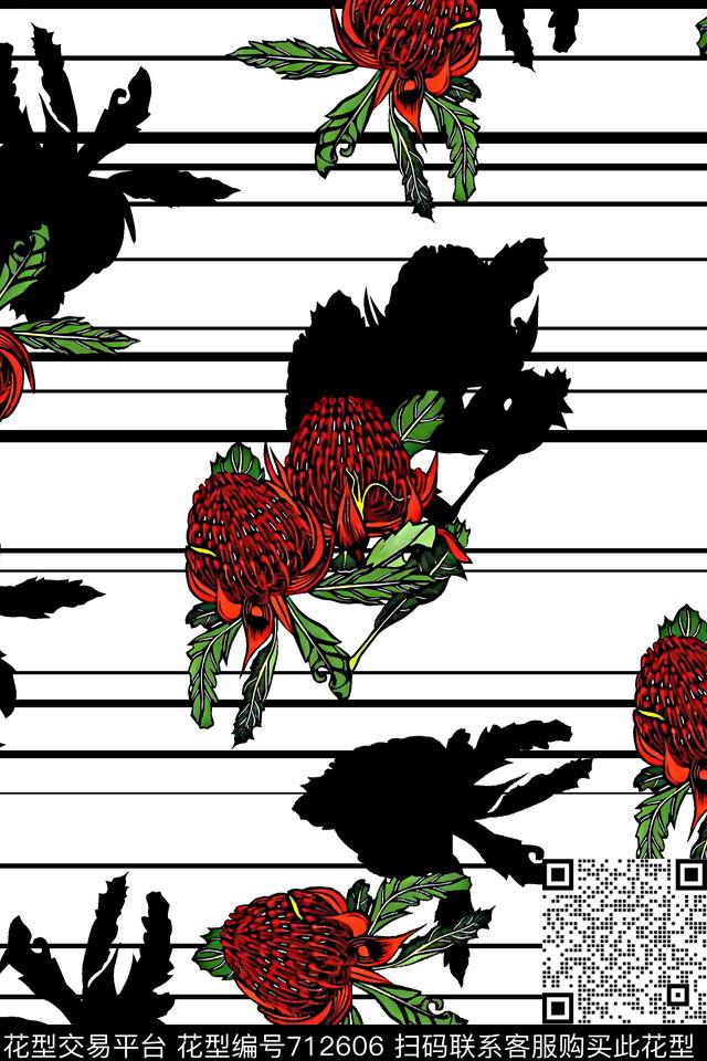 抽象花卉水彩花复古花女装华亿平台男装T恤男装卫衣男装羽绒服数码印花华亿平台下载（图片编号: 712606） - 瓦栏（Walan）