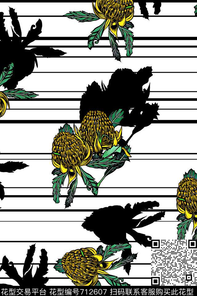 抽象花卉水彩花复古花女装华亿平台男装T恤男装卫衣男装羽绒服数码印花华亿平台下载（图片编号: 712607） - 瓦栏（Walan）