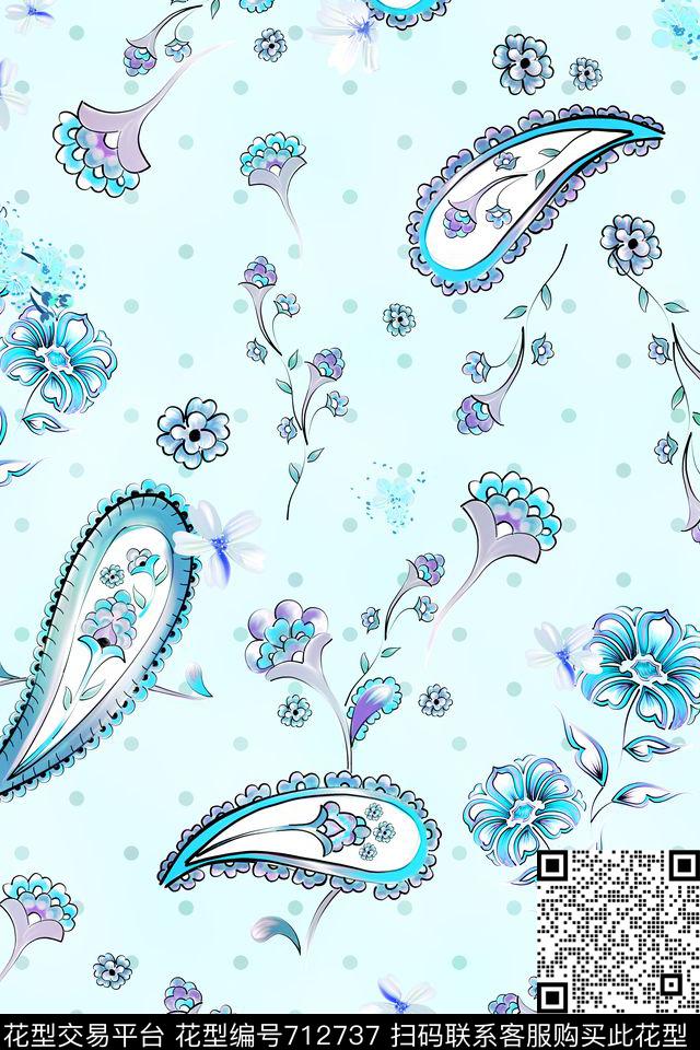 民族风佩斯利腰果纹火腿纹数码印花华亿平台下载（图片编号: 712737） - 瓦栏（Walan）