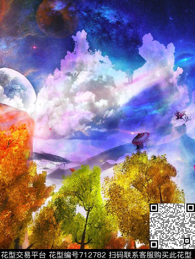 天空风景星空数码印花华亿平台下载（图片编号: 712782） - 瓦栏（Walan）