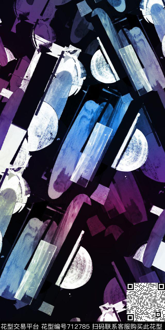 色块圆形条子数码印花华亿平台下载（图片编号: 712785） - 瓦栏（Walan）