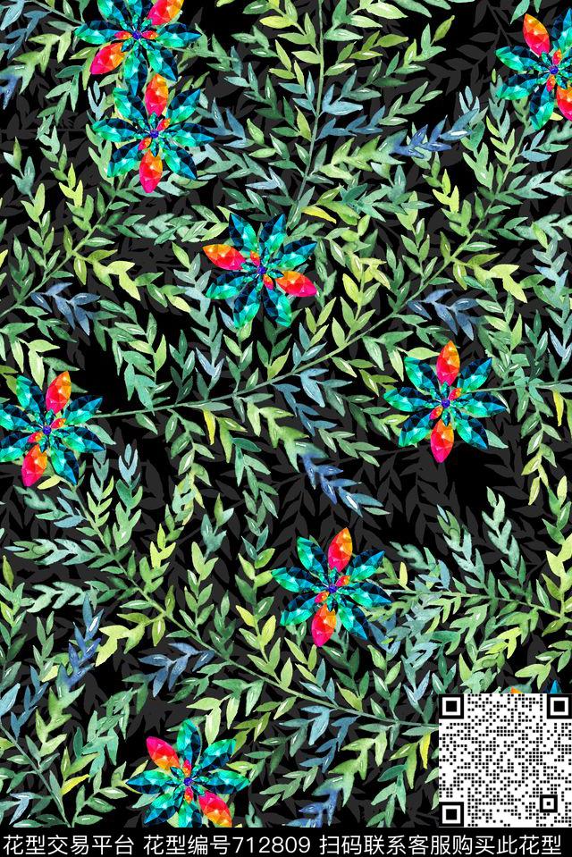 乱花花卉宝石数码印花华亿平台下载（图片编号: 712809） - 瓦栏（Walan）