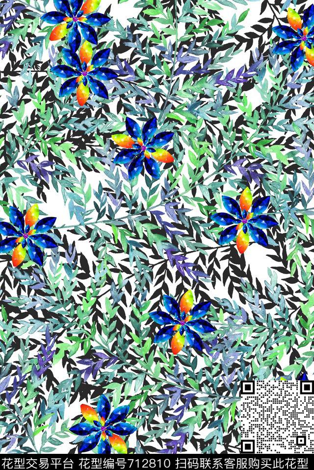 乱花花卉宝石数码印花华亿平台下载（图片编号: 712810） - 瓦栏（Walan）