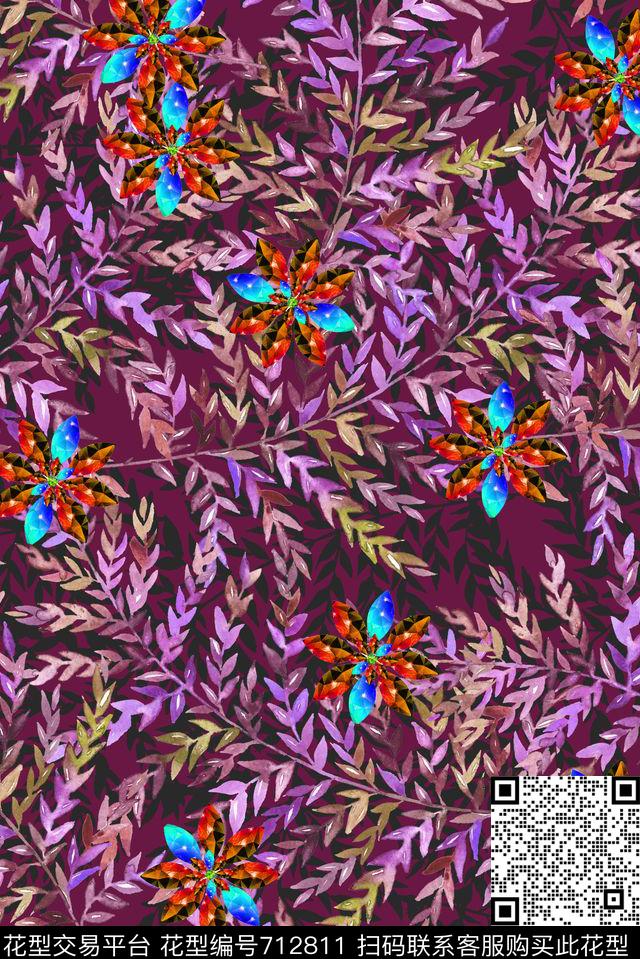 乱花花卉宝石数码印花华亿平台下载（图片编号: 712811） - 瓦栏（Walan）