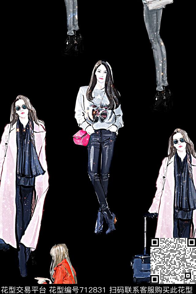 抽象手绘油画人物水彩画数码印花时尚潮流女裙子猴子猩猩印花时尚欧美大牌女装夹克外套复古女明星印花数码印花华亿平台下载（图片编号: 712831） - 瓦栏（Walan）