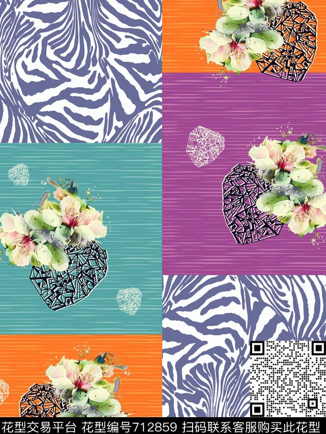 不规则几何抽象休闲数码印花华亿平台下载（图片编号: 712859） - 瓦栏（Walan）