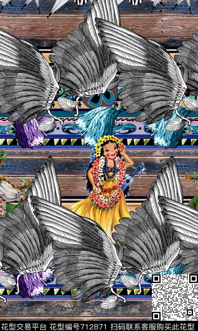 休闲木质条纹数码印花华亿平台下载（图片编号: 712871） - 瓦栏（Walan）