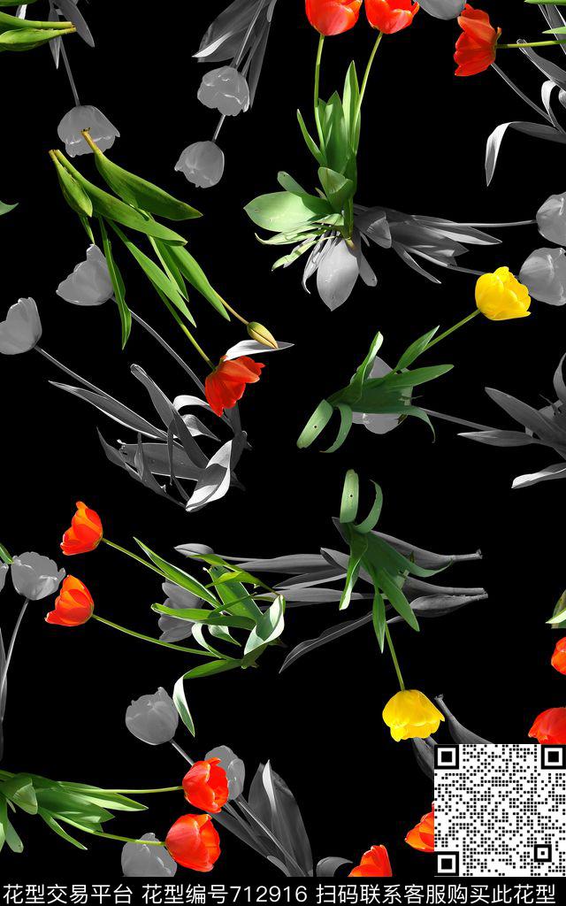 花朵虞美人花卉数码印花华亿平台下载（图片编号: 712916） - 瓦栏（Walan）