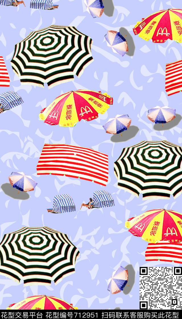 时尚太阳伞组合抽象底纹女装数码印花华亿平台下载（图片编号: 712951） - 瓦栏（Walan）