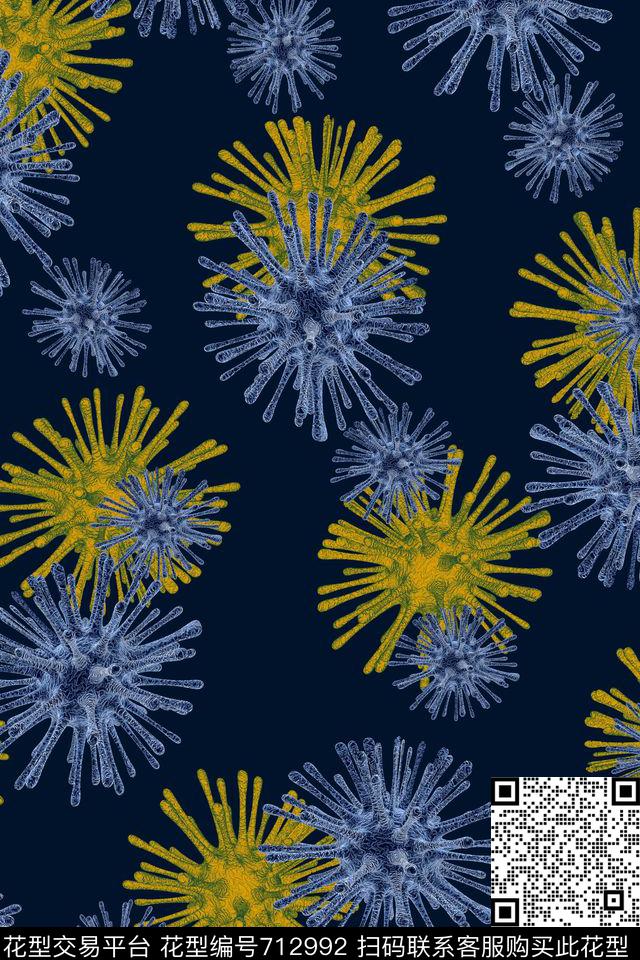 抽象女装植物数码印花华亿平台下载（图片编号: 712992） - 瓦栏（Walan）