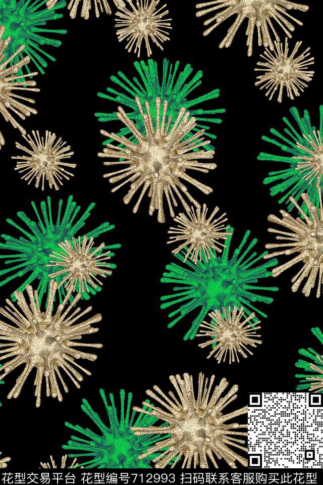 抽象女装植物数码印花华亿平台下载（图片编号: 712993） - 瓦栏（Walan）