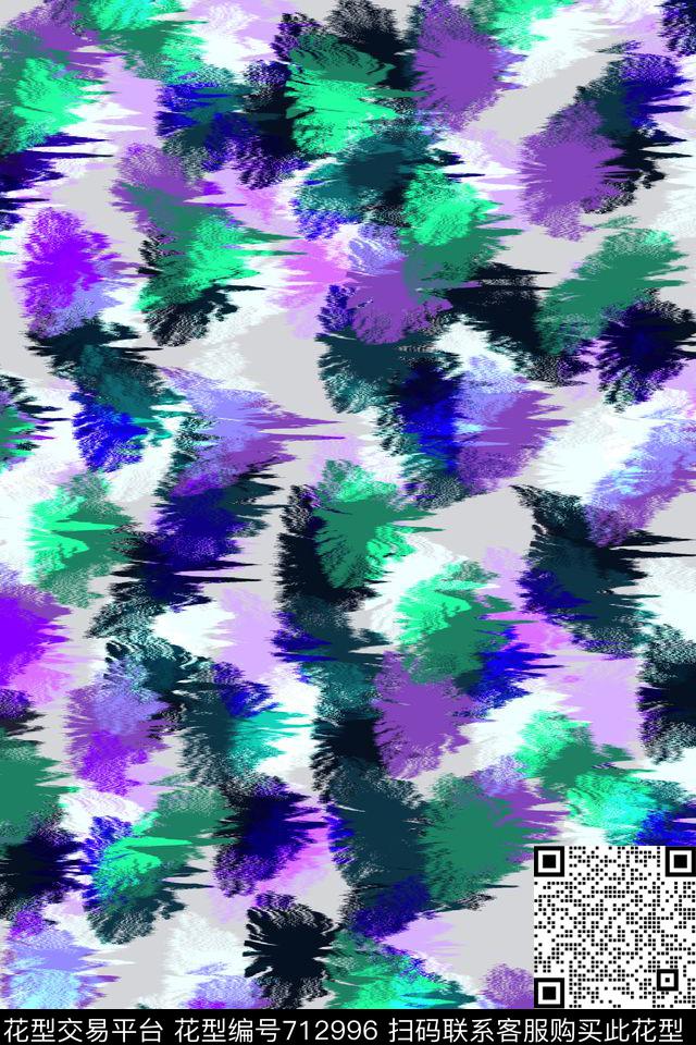 抽象色块女装数码印花华亿平台下载（图片编号: 712996） - 瓦栏（Walan）