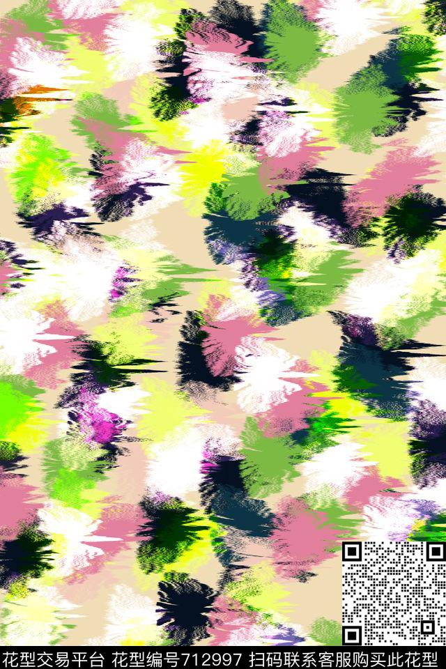 抽象色块女装数码印花华亿平台下载（图片编号: 712997） - 瓦栏（Walan）