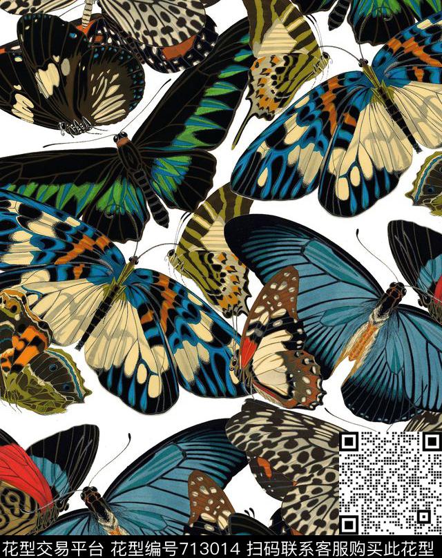 蝴蝶纹纹理昆虫数码印花华亿平台下载（图片编号: 713014） - 瓦栏（Walan）