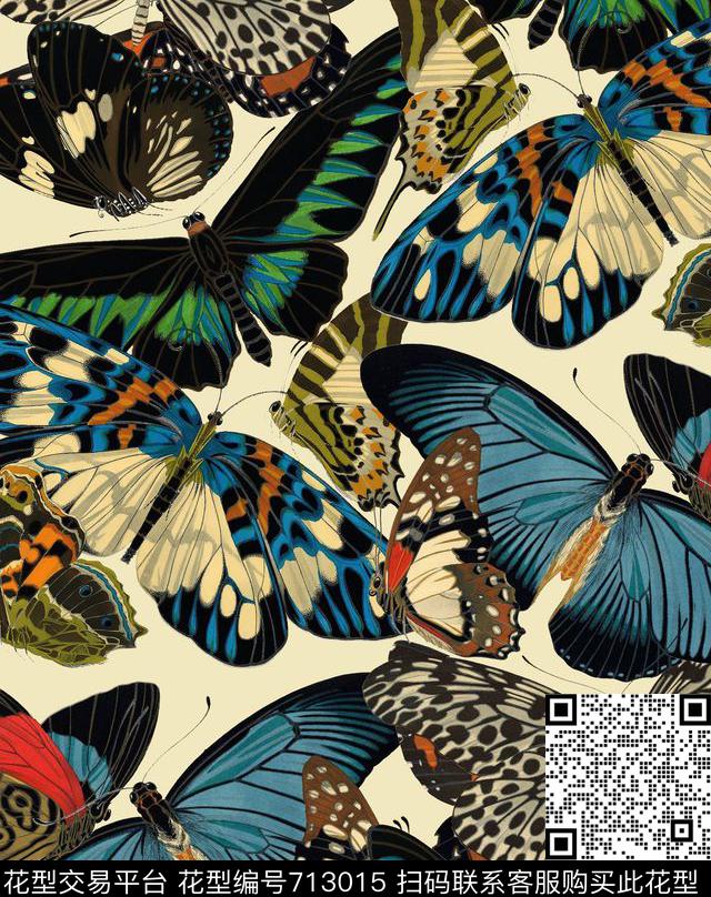 蝴蝶纹纹理昆虫数码印花华亿平台下载（图片编号: 713015） - 瓦栏（Walan）