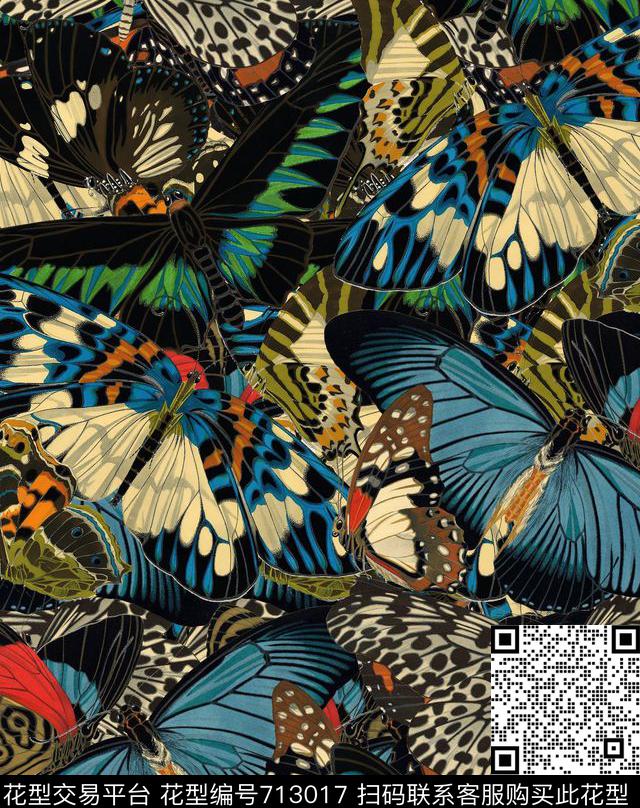 蝴蝶纹纹理昆虫数码印花华亿平台下载（图片编号: 713017） - 瓦栏（Walan）