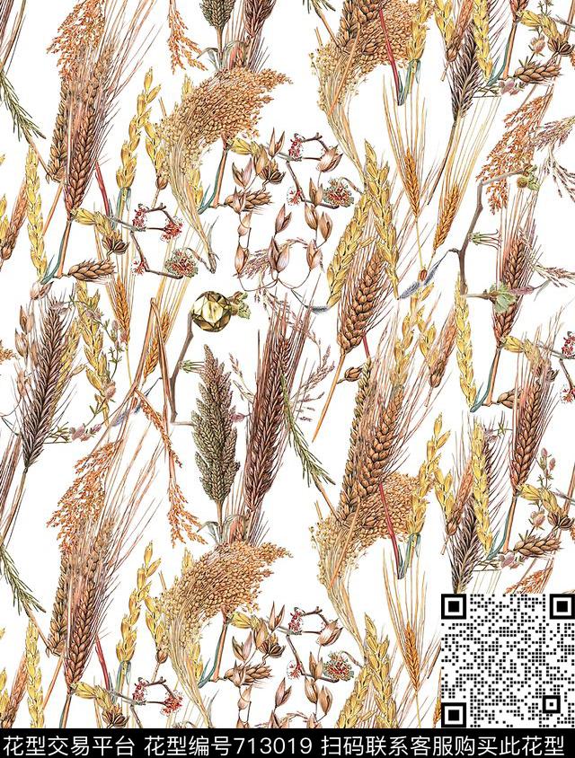 碎花麦穗田园数码印花华亿平台下载（图片编号: 713019） - 瓦栏（Walan）