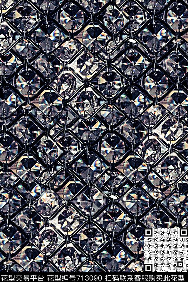 抽象手绘几何金属钻石印花时尚大牌复古男装满版夹克外套数码印花卫衣印花数码印花华亿平台下载（图片编号: 713090） - 瓦栏（Walan）