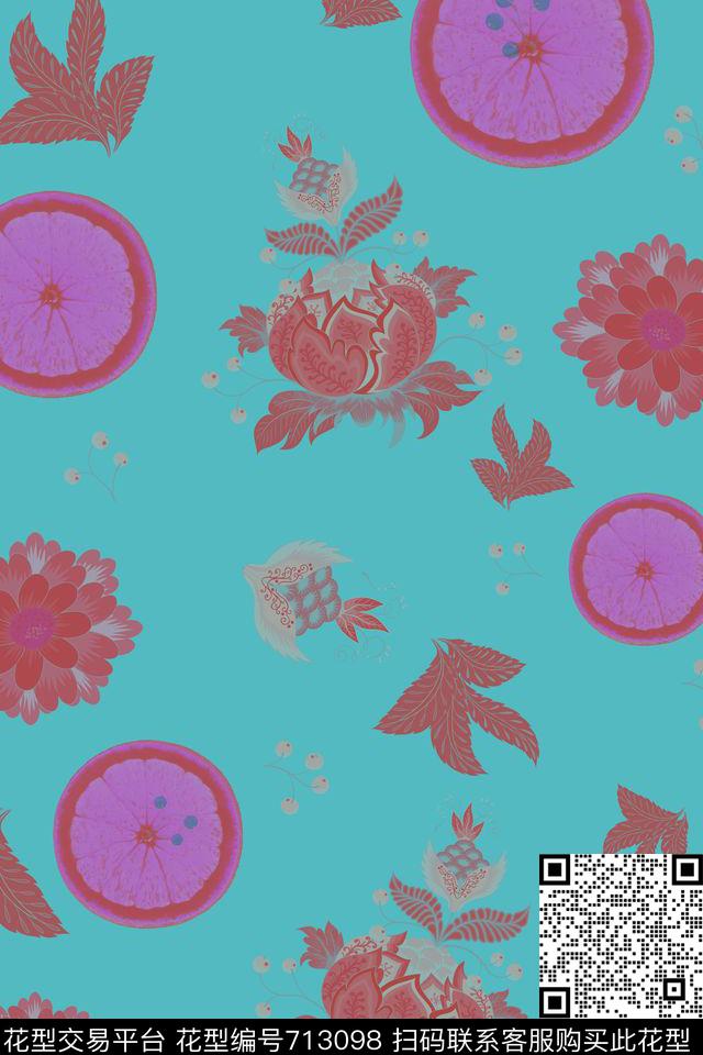 大花小碎花花朵数码印花华亿平台下载（图片编号: 713098） - 瓦栏（Walan）