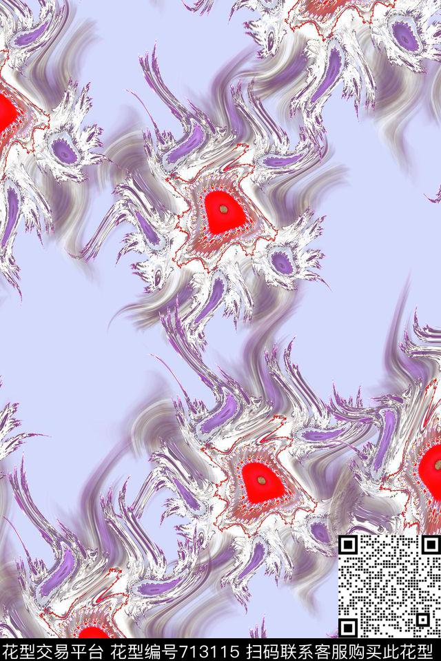 抽象手绘几何肌理纹印花时尚大牌女装裙子印花春夏女装泳装分形艺术印花数码印花华亿平台下载（图片编号: 713115） - 瓦栏（Walan）