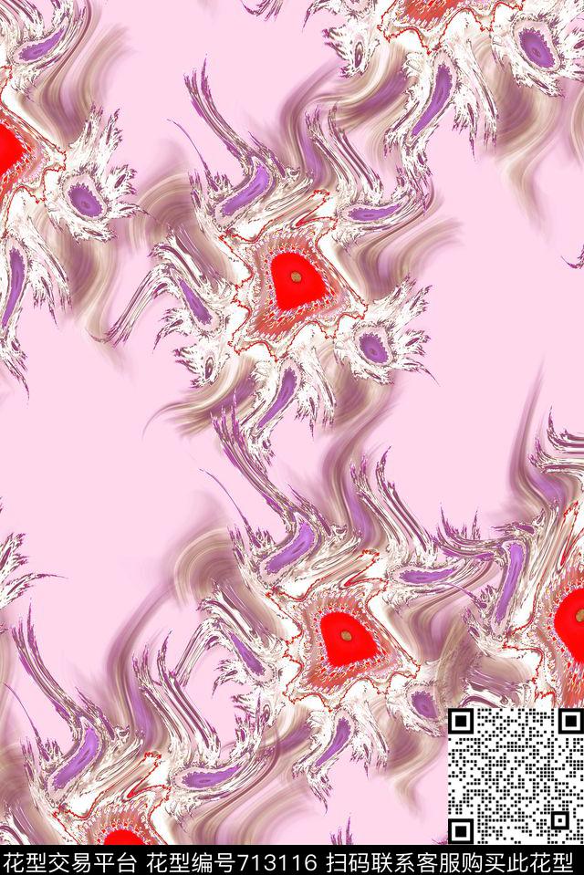 抽象手绘几何肌理纹印花时尚大牌女装裙子印花春夏女装泳装分形艺术印花数码印花华亿平台下载（图片编号: 713116） - 瓦栏（Walan）