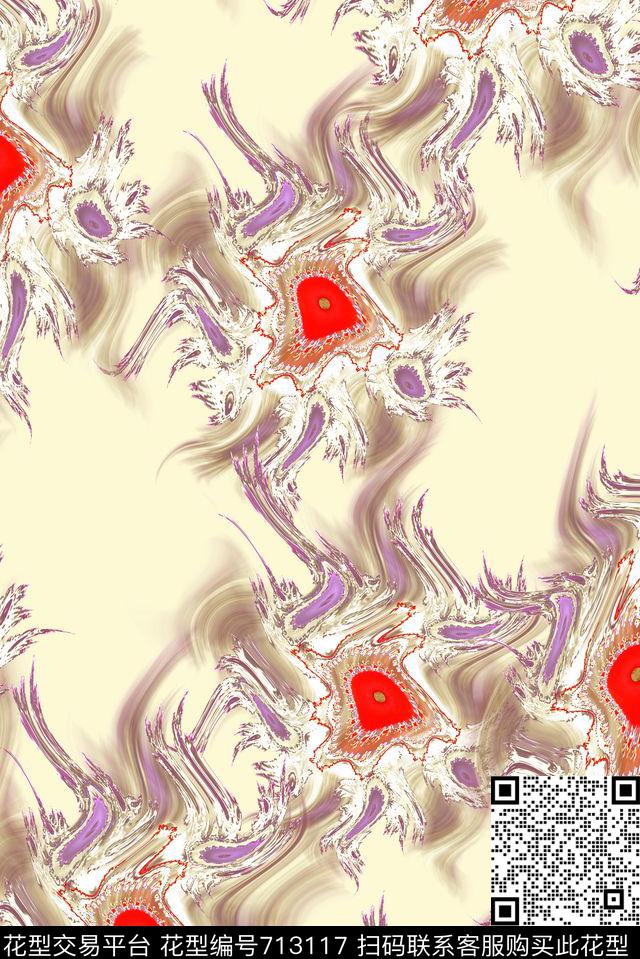 抽象手绘几何肌理纹印花时尚大牌女装裙子印花春夏女装泳装分形艺术印花数码印花华亿平台下载（图片编号: 713117） - 瓦栏（Walan）