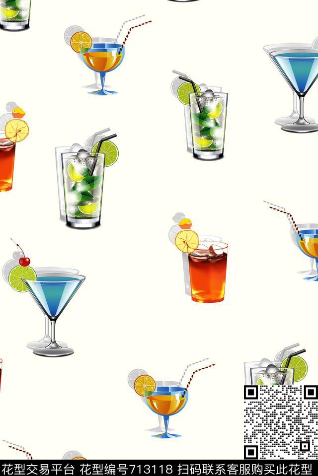 饮料水果趣味数码印花华亿平台下载（图片编号: 713118） - 瓦栏（Walan）