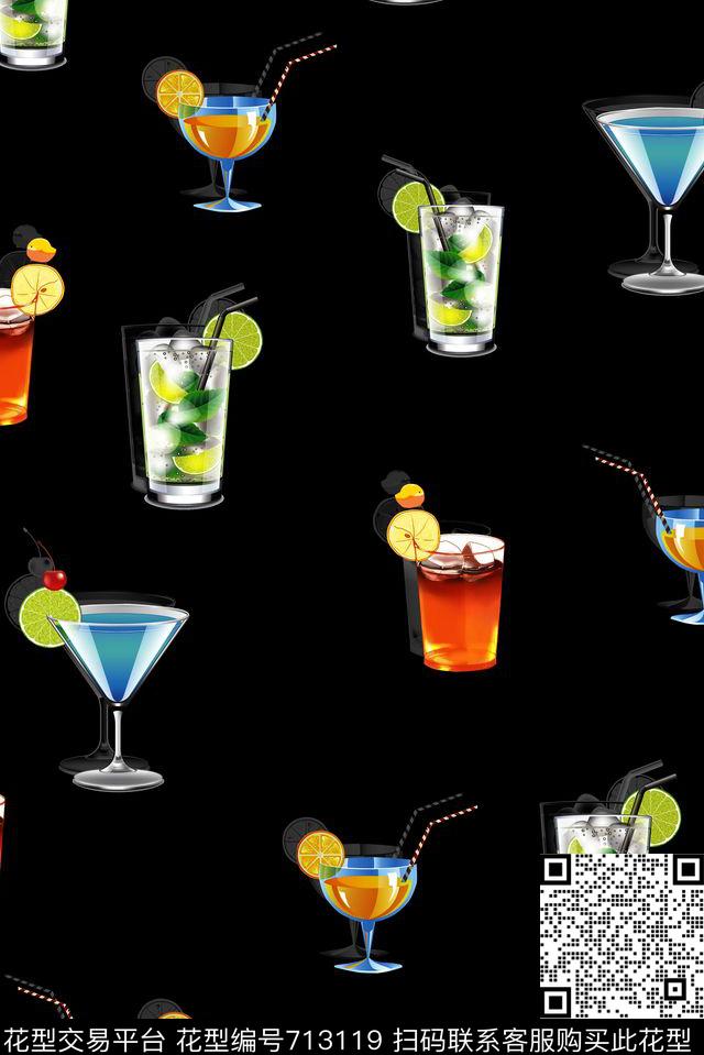 饮料水果趣味数码印花华亿平台下载（图片编号: 713119） - 瓦栏（Walan）