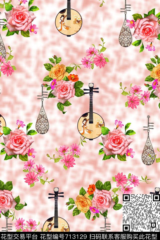 玫瑰花朵花卉印花华亿平台下载（图片编号: 713129） - 瓦栏（Walan）