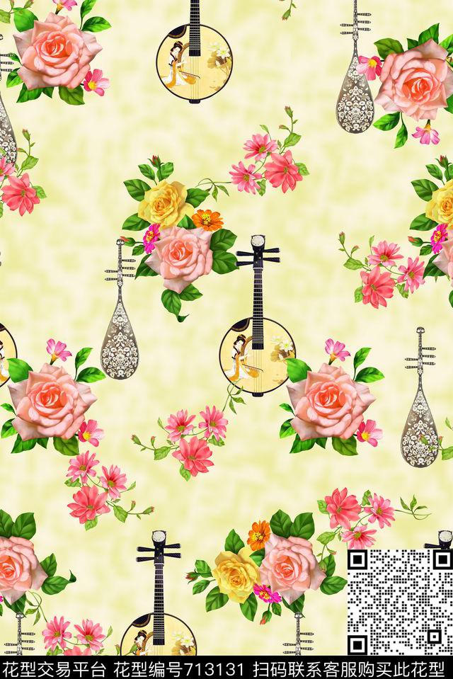 玫瑰花朵花卉印花华亿平台下载（图片编号: 713131） - 瓦栏（Walan）