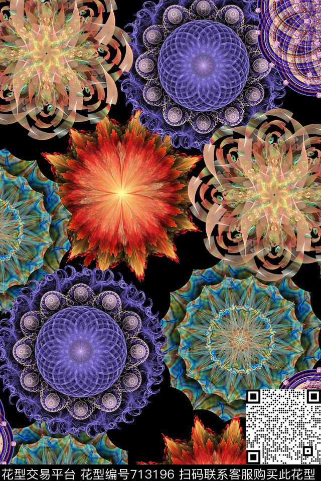 抽象分形几何数码印花华亿平台下载（图片编号: 713196） - 瓦栏（Walan）