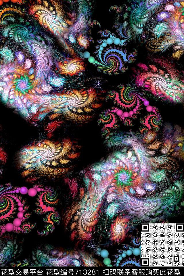 分型艺术牡丹抽象数码印花华亿平台下载（图片编号: 713281） - 瓦栏（Walan）