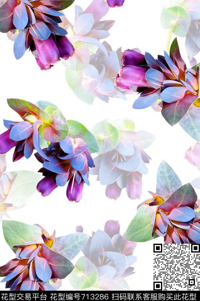 植物花朵叶子数码印花华亿平台下载（图片编号: 713286） - 瓦栏（Walan）