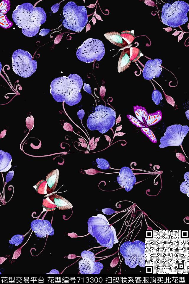 花卉乱花花鸟数码印花华亿平台下载（图片编号: 713300） - 瓦栏（Walan）