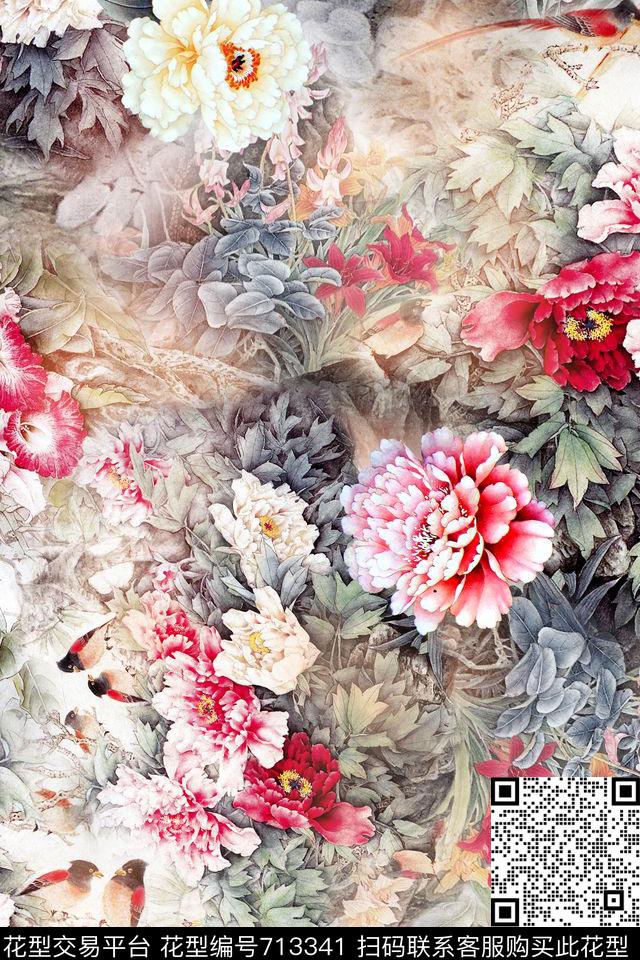 国画民族风中国风数码印花华亿平台下载（图片编号: 713341） - 瓦栏（Walan）