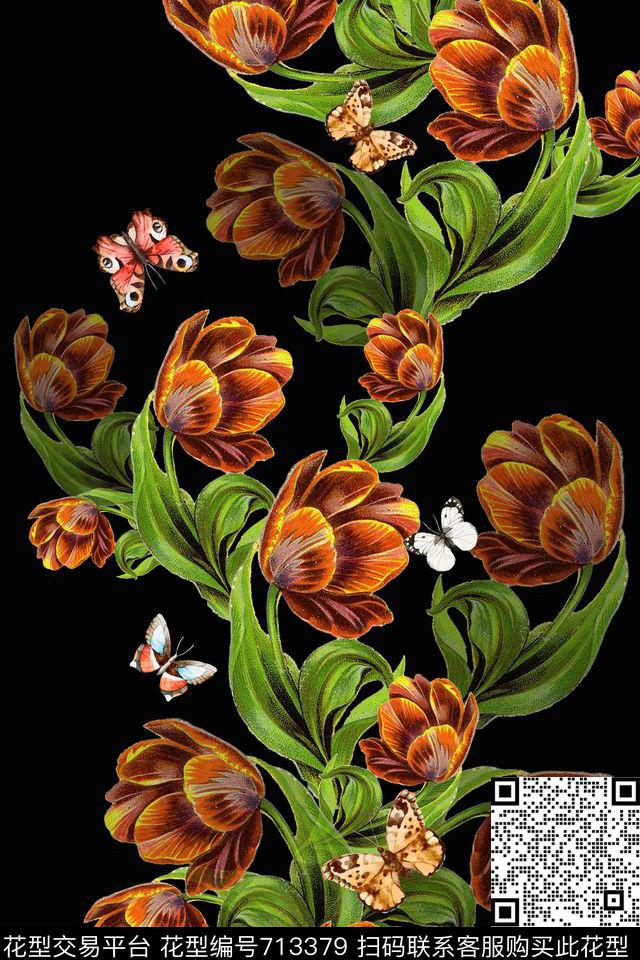 花卉乱花花鸟数码印花华亿平台下载（图片编号: 713379） - 瓦栏（Walan）