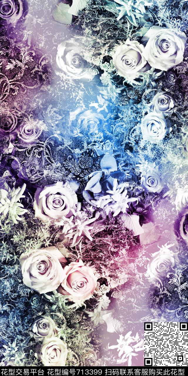 乱花小碎花玫瑰数码印花华亿平台下载（图片编号: 713399） - 瓦栏（Walan）