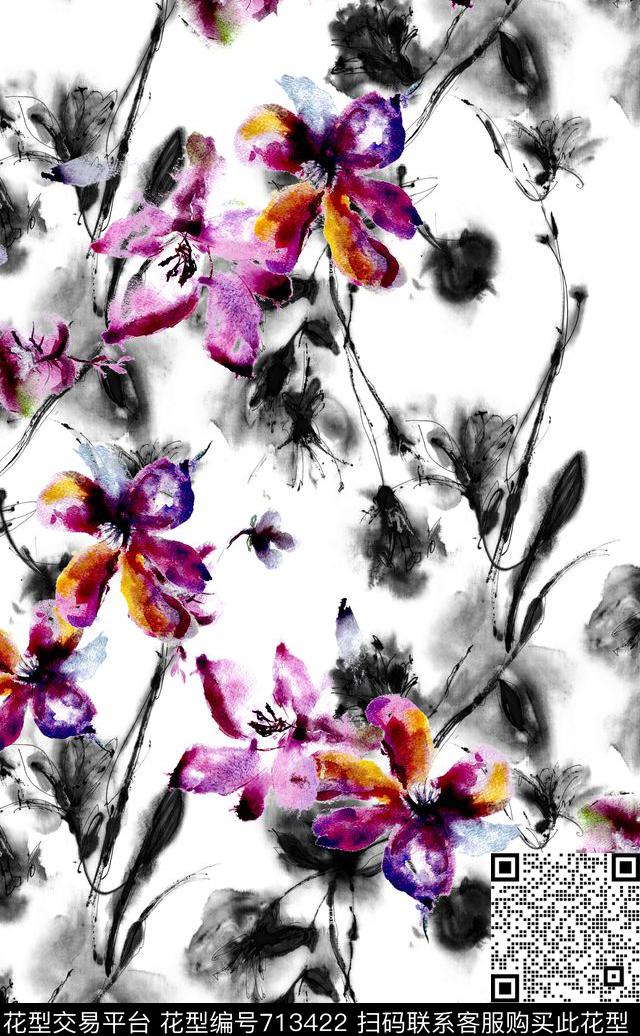 小碎花花朵花卉数码印花华亿平台下载（图片编号: 713422） - 瓦栏（Walan）