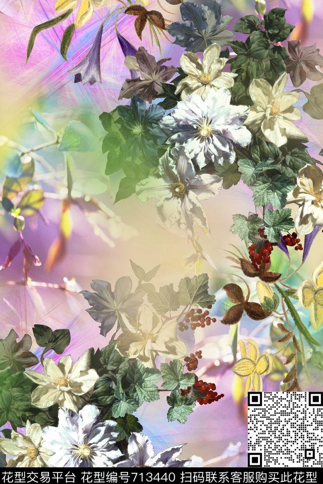 时尚炫彩手绘数码印花华亿平台下载（图片编号: 713440） - 瓦栏（Walan）