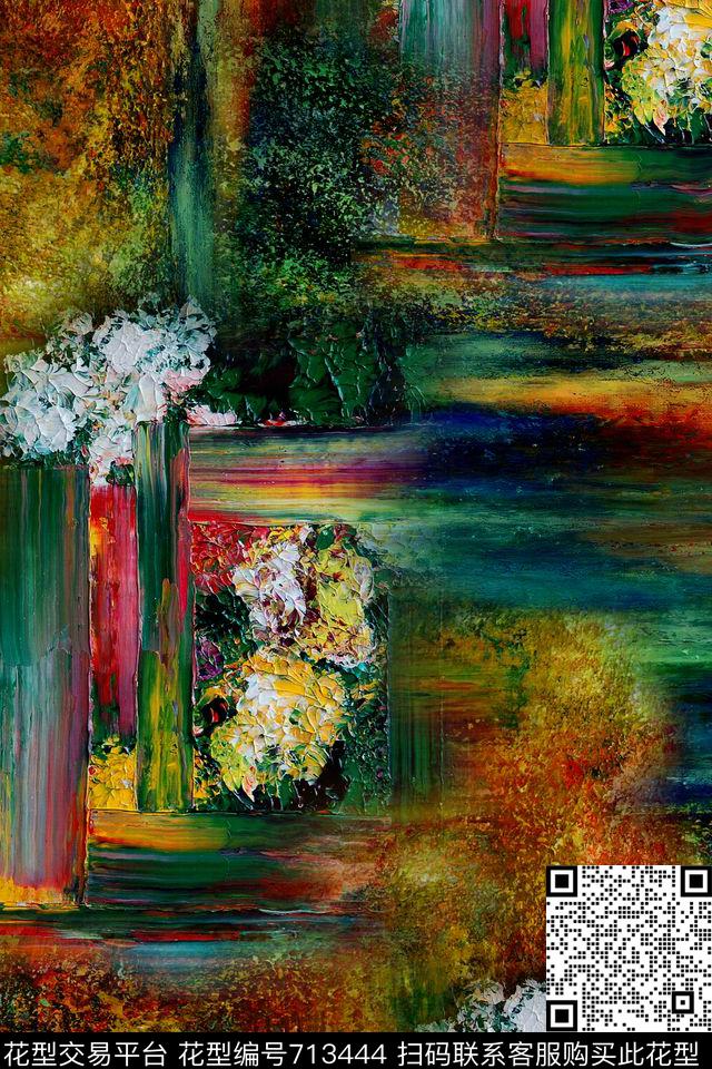 抽象几何拼接数码印花华亿平台下载（图片编号: 713444） - 瓦栏（Walan）