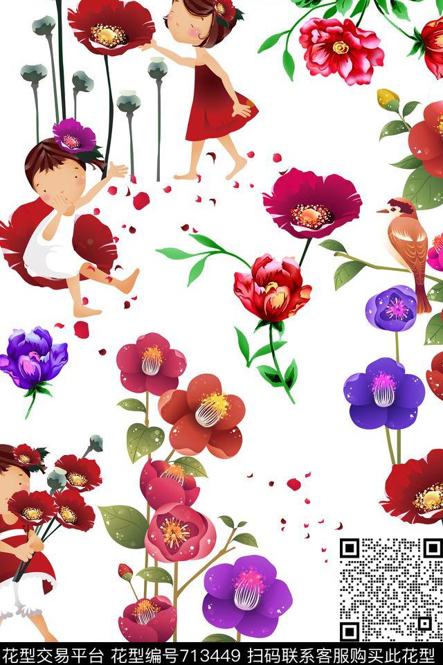 乱花花朵花卉数码印花华亿平台下载（图片编号: 713449） - 瓦栏（Walan）
